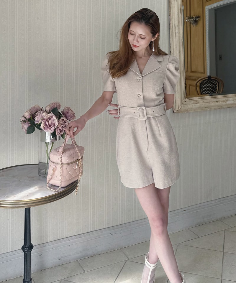 【ONLINE限定カラーあり】ツイードテーラーコンビネゾン ベージュ F