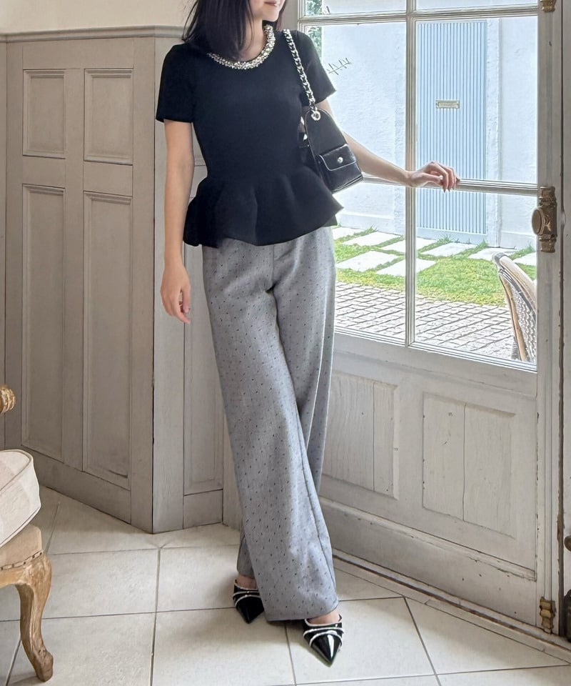 ドットワイドパンツ グレー F