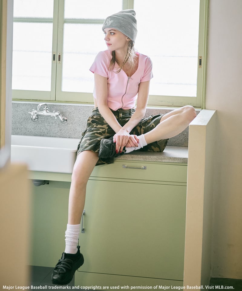 【MLB】ZIPロゴリブトップス ピンク F