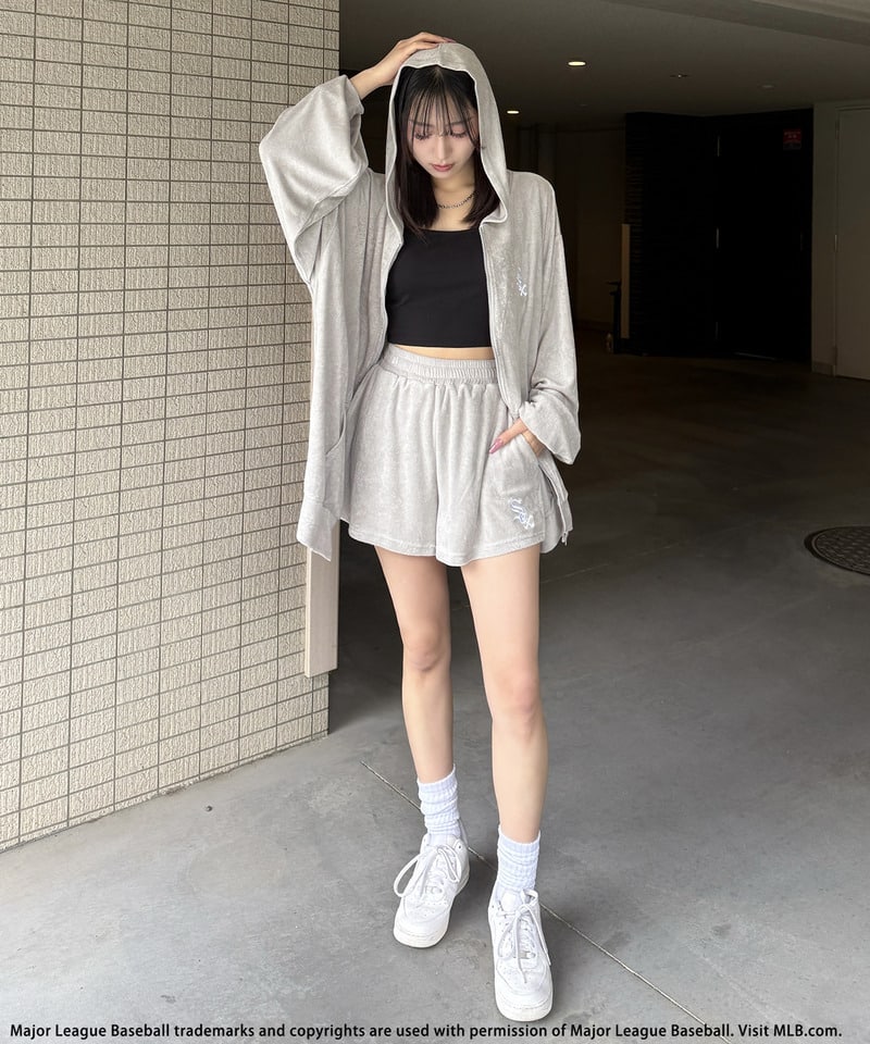 【MLB】パイルパーカー×ショートパンツ ブルー F