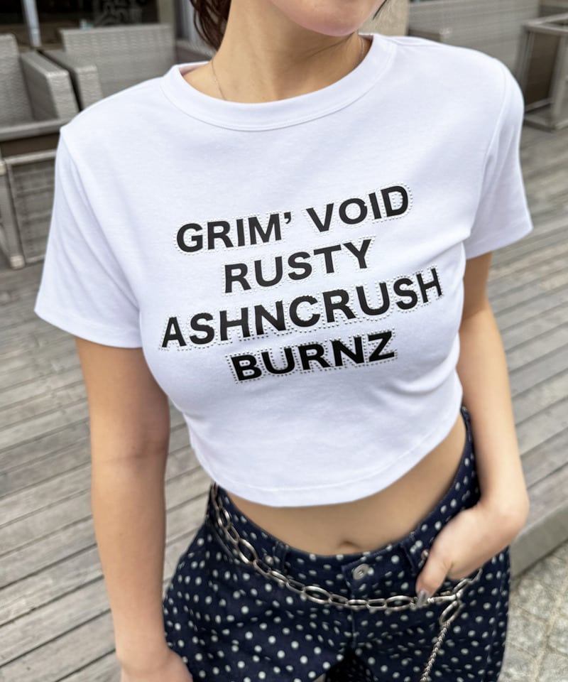 ラインストーンロゴミニTシャツ ドット F