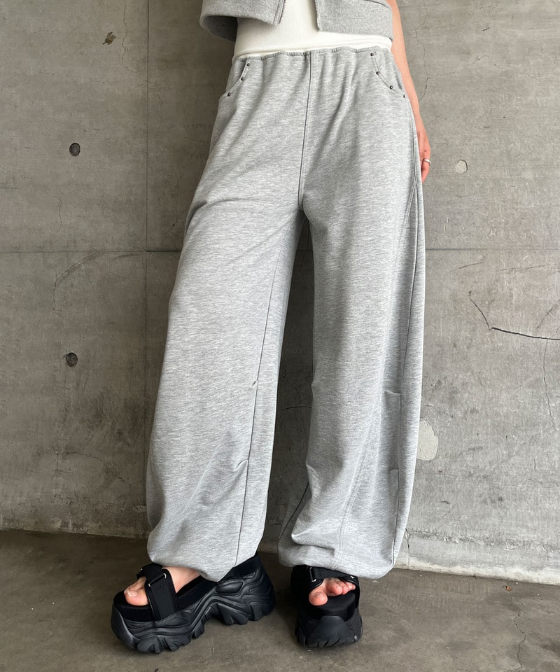 【接触冷感】ダブルウエストスウェットパンツ グレー F