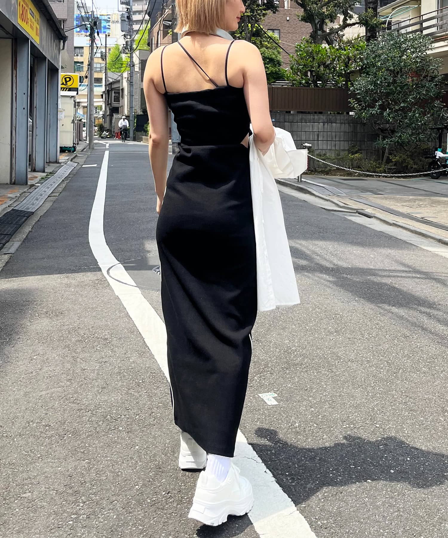 【MLB】サイドオープンキャミロングワンピース ブラック F