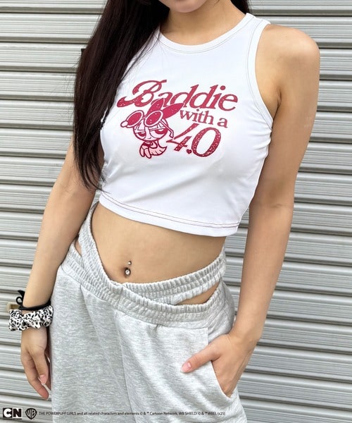 【THE POWERPUFF GIRLS/パワーパフ ガールズ】カップ付きアメスリタンクトップ ブルー F