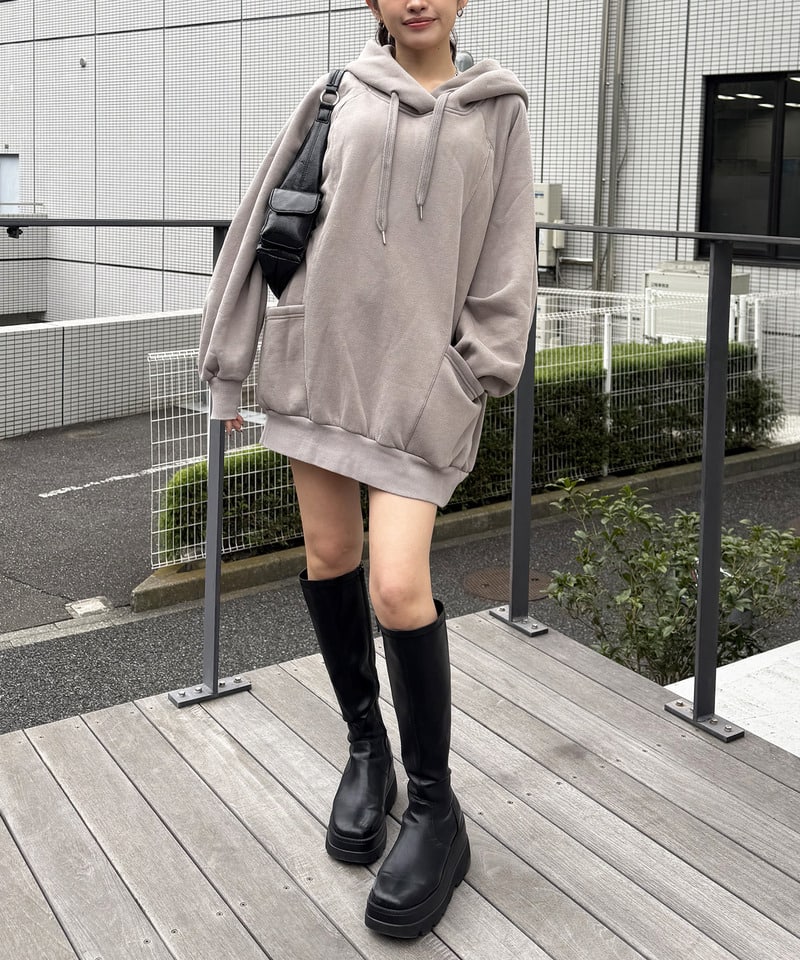 ピグメントドルマンパーカーワンピース ブルー F