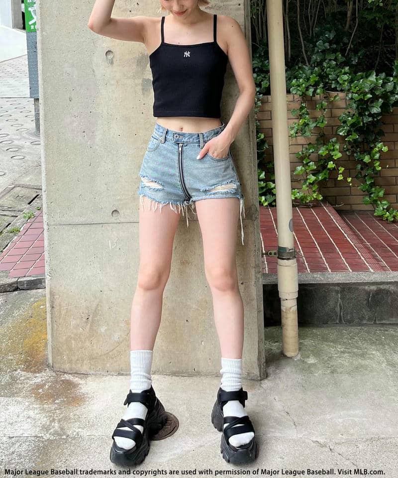 【MLB】カップ付きワンポイントロゴサーマルキャミソール ピンク F