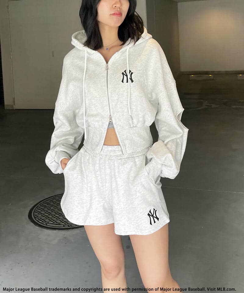 【MLB】ZIPロゴフーディーセットアップ ピンク F