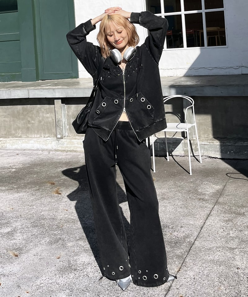 アイレットスウェットパンツ ブラック F