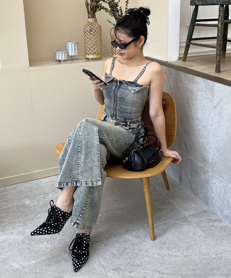 デニムビスチェセットアップ デニムブルー S