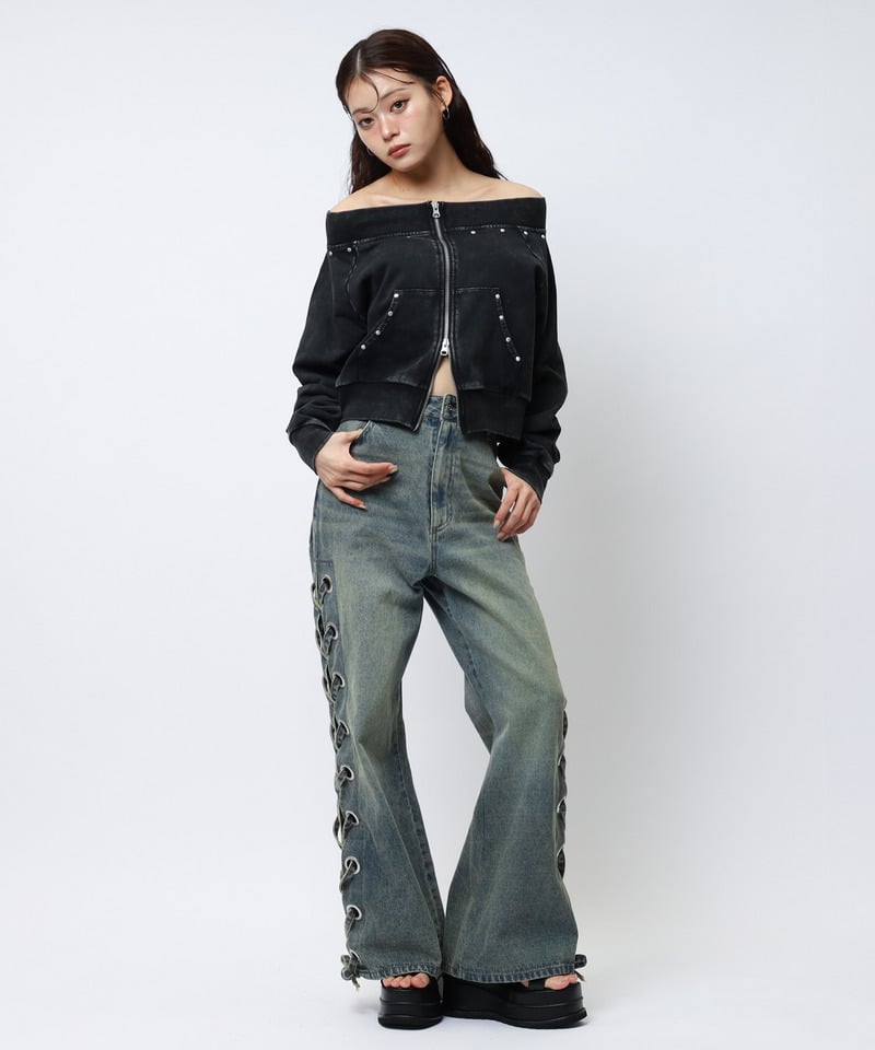 フロストオフショルトップス ブラック F