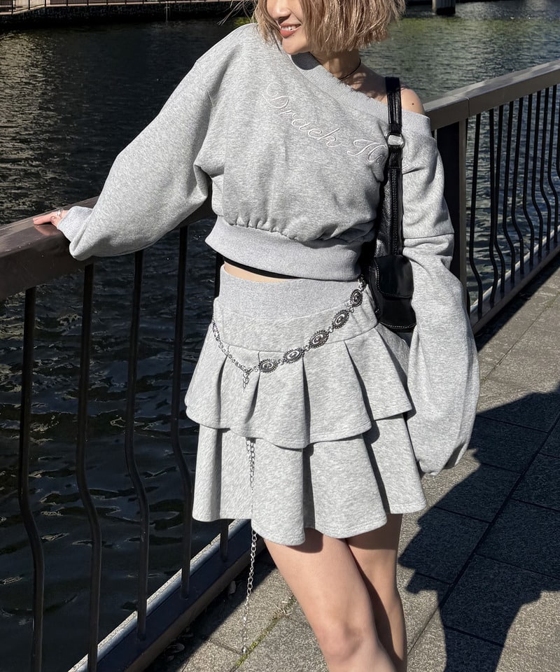 【SET UP対応】ティアードミニスカート グレー F