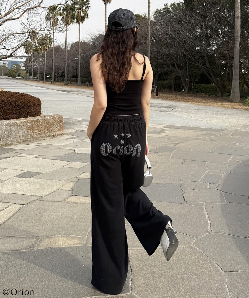 【Orion/オリオン】ラインストーンロゴパイルパンツ ブラック F