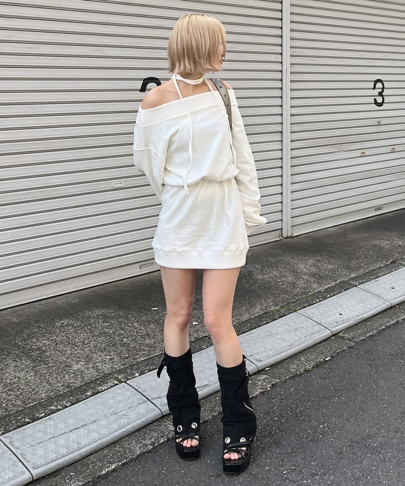 ピグメントオフショルワンピース グレー F