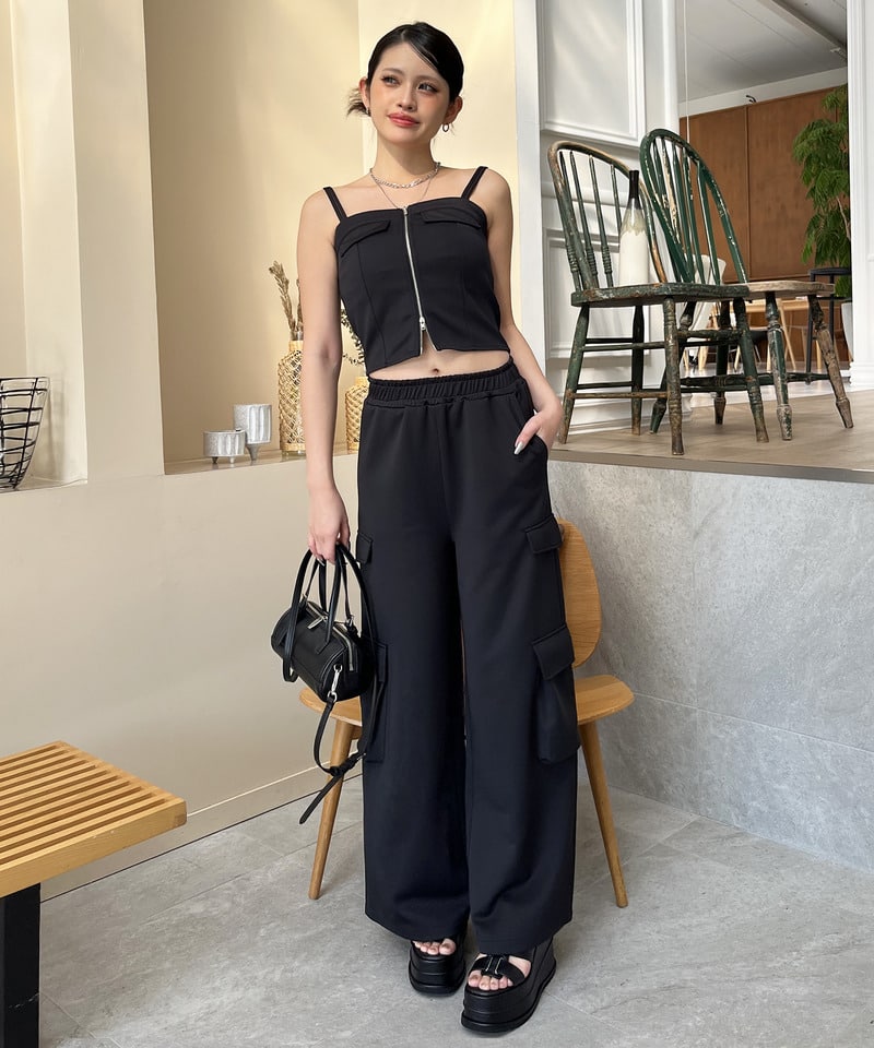 ベルトデザイン厚底サンダル ブラック M