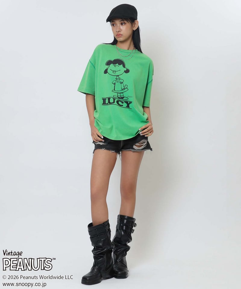 【PEANUTS/LUCY】ルーシーＴシャツ グリーン F
