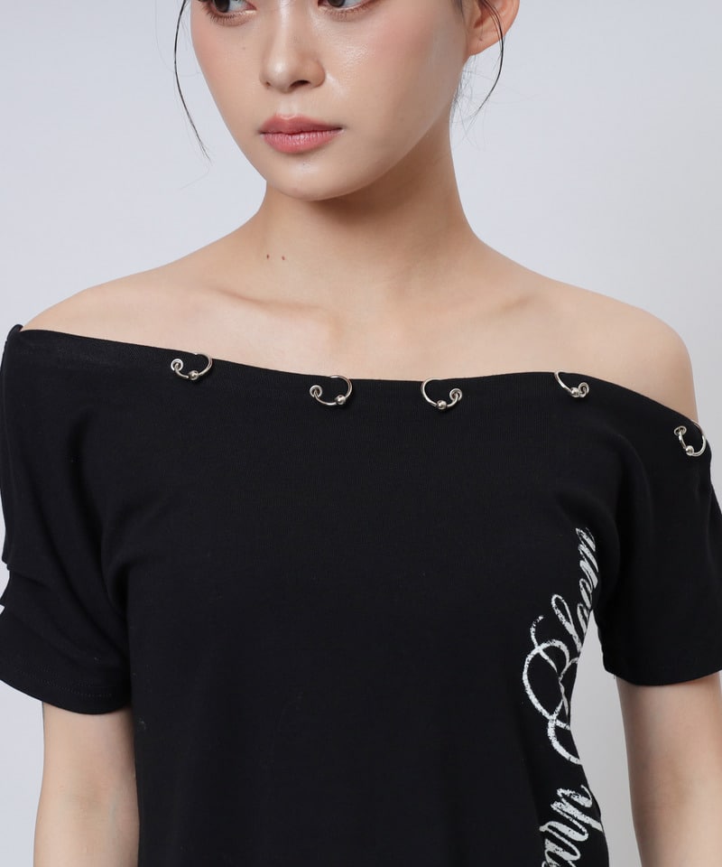 ワンショルフープピアスＴシャツ ホワイト F