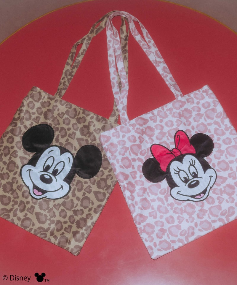 【Disney/ディズニー/ミッキ－マウス】レオパードトートバッグ ベージュ F