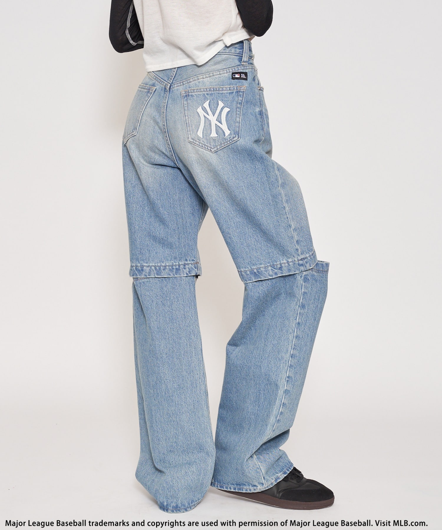 【MLB】コンバーチカルロゴデニム ブルー S