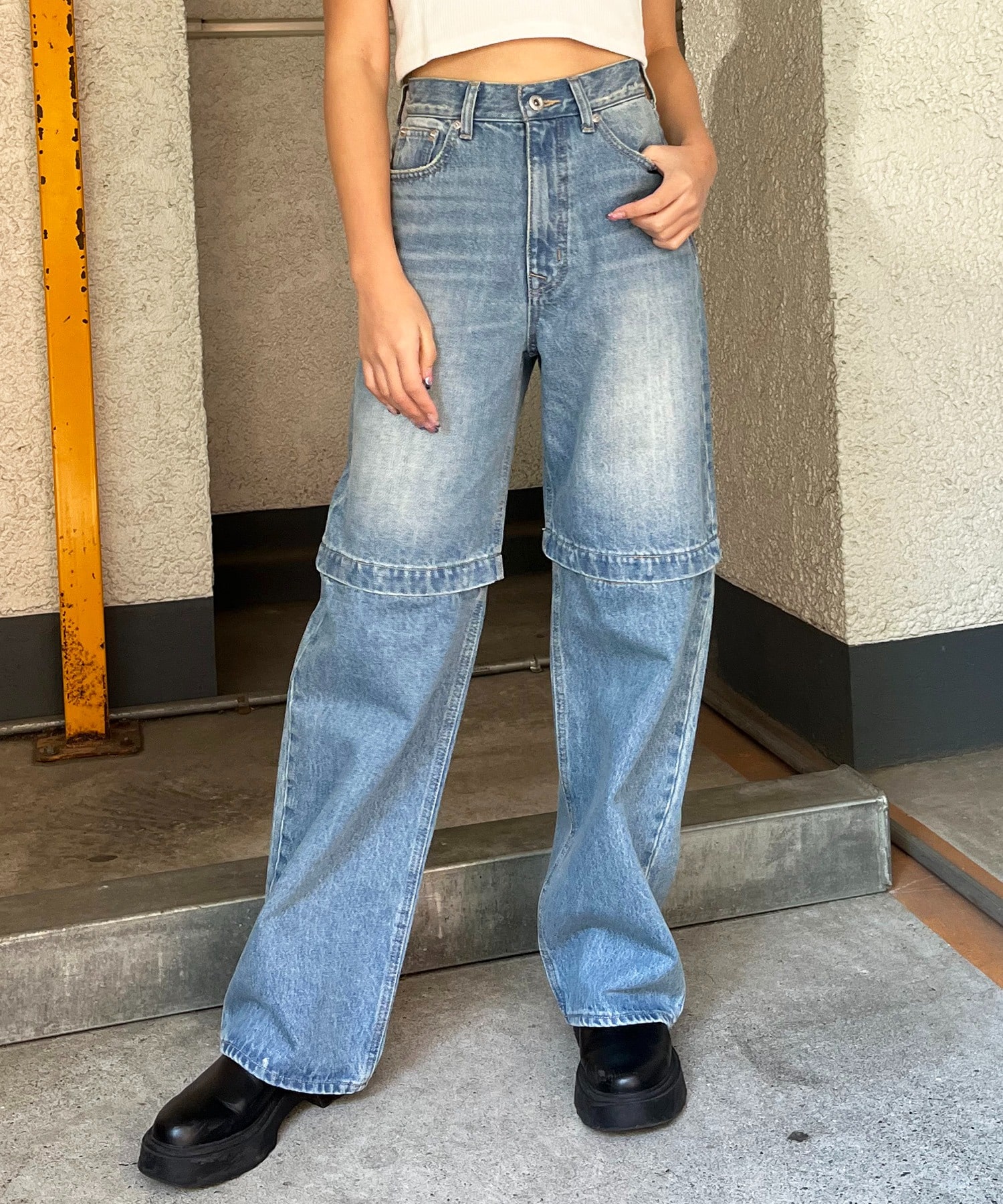 【MLB】コンバーチカルロゴデニム ブルー M