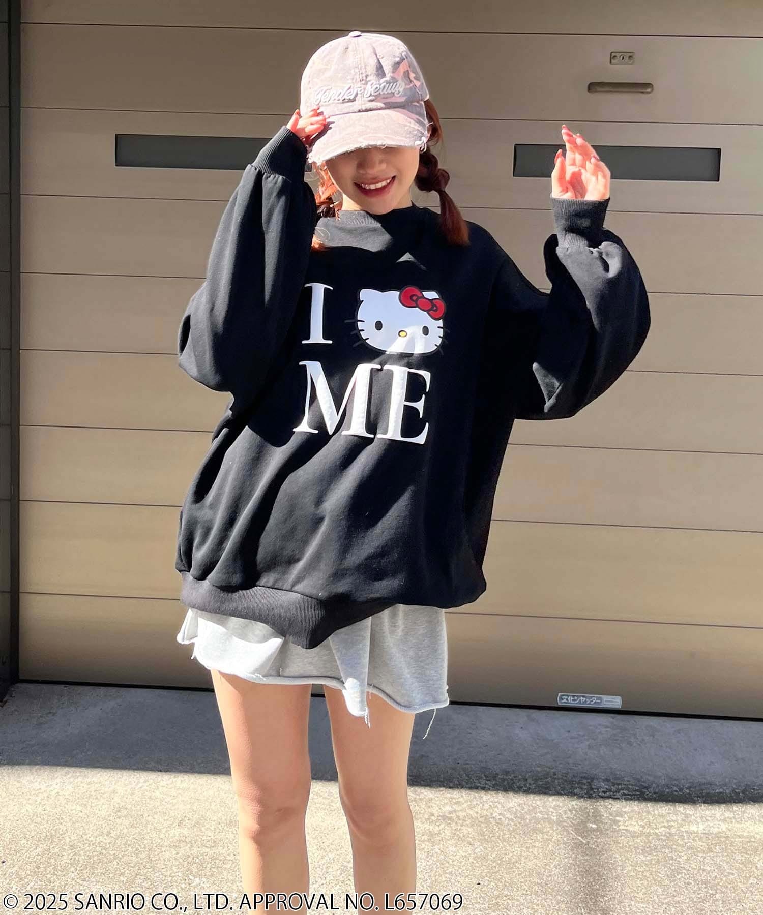 【Sanrio characters/サンリオキャラクターズ】I LOVEハローキティスウェットプルオーバー ブラック F