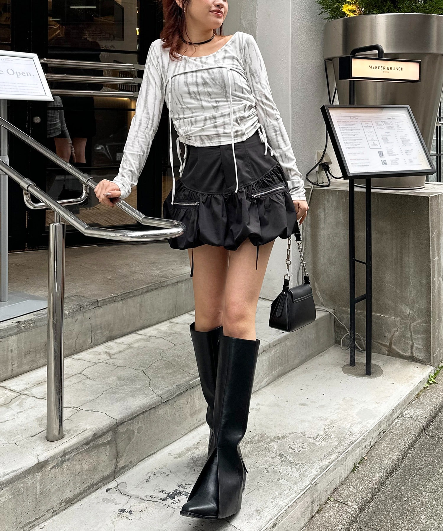 ポケットリボンバルーンスカート ブラック F