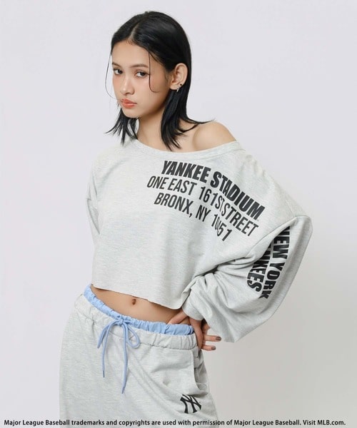 【MLB】プリントロゴオフショルダーセットアップ グレー F