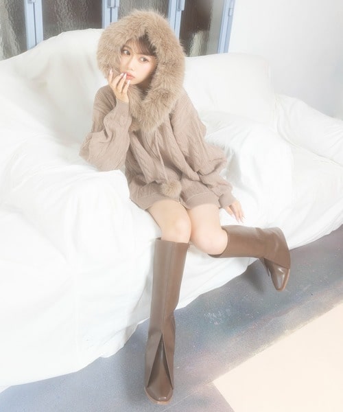 カバーロングブーツ ブラウン M