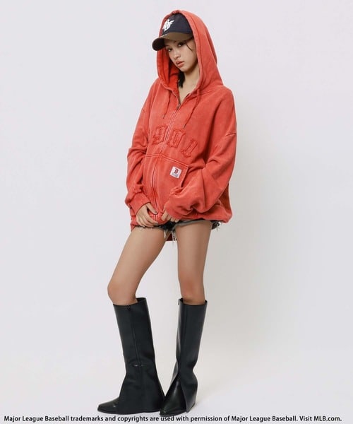 【MLB】ZIPビッグフーディー レッド F