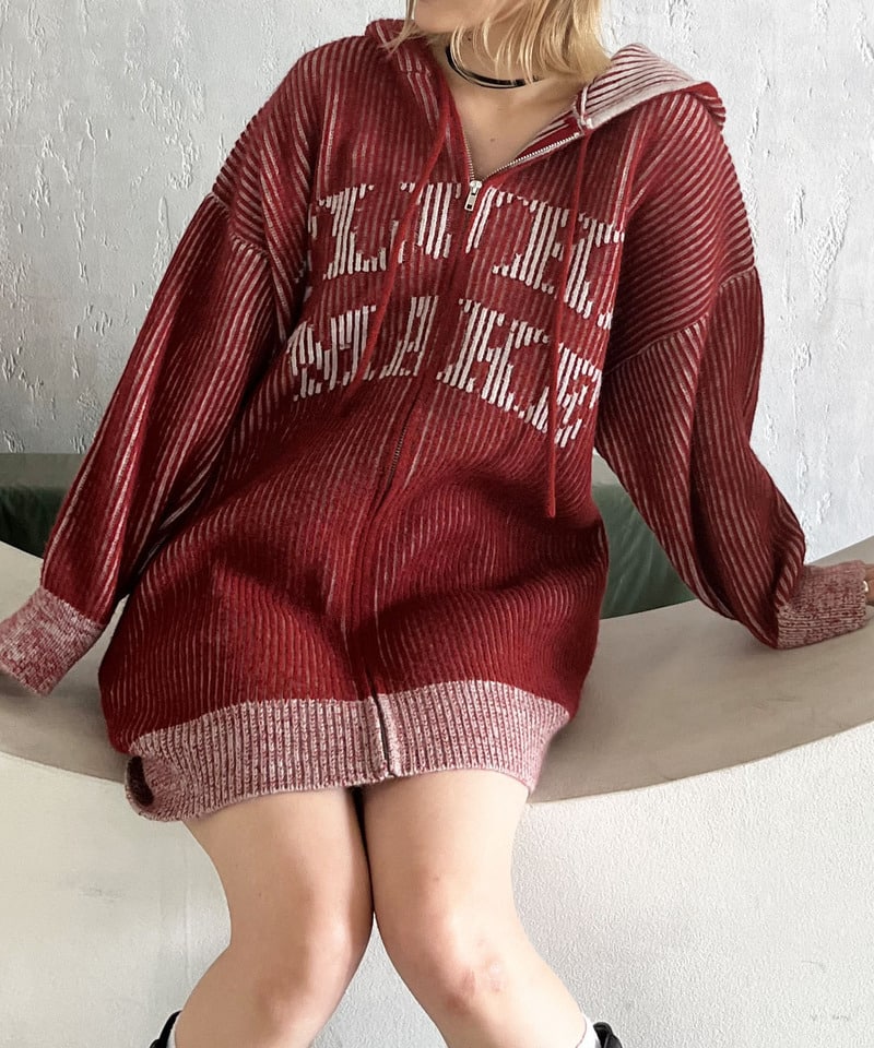 ロゴオーバーZIPニット(F レッド)｜ スパイラルガール｜仙台