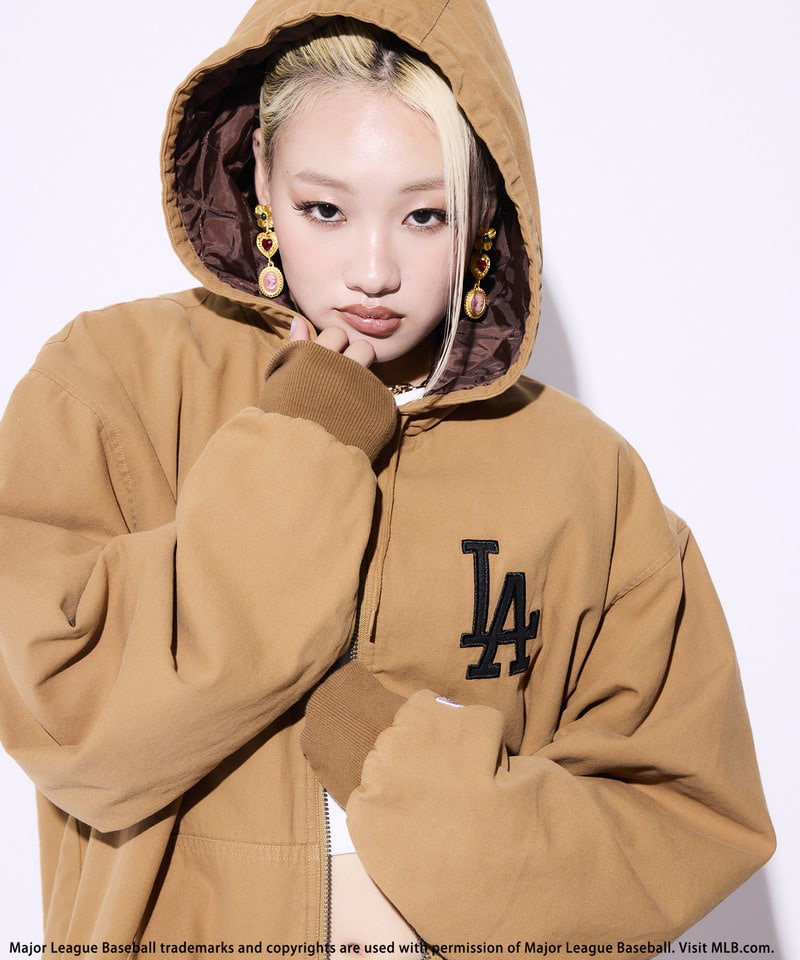 MLB】ロゴ刺しゅうキャンバスアクティブジャケット(F ピンク