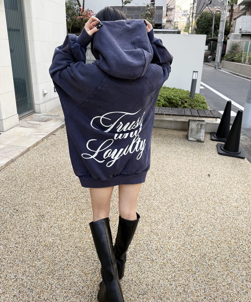 ピグメントドルマンパーカーワンピース ブルー F