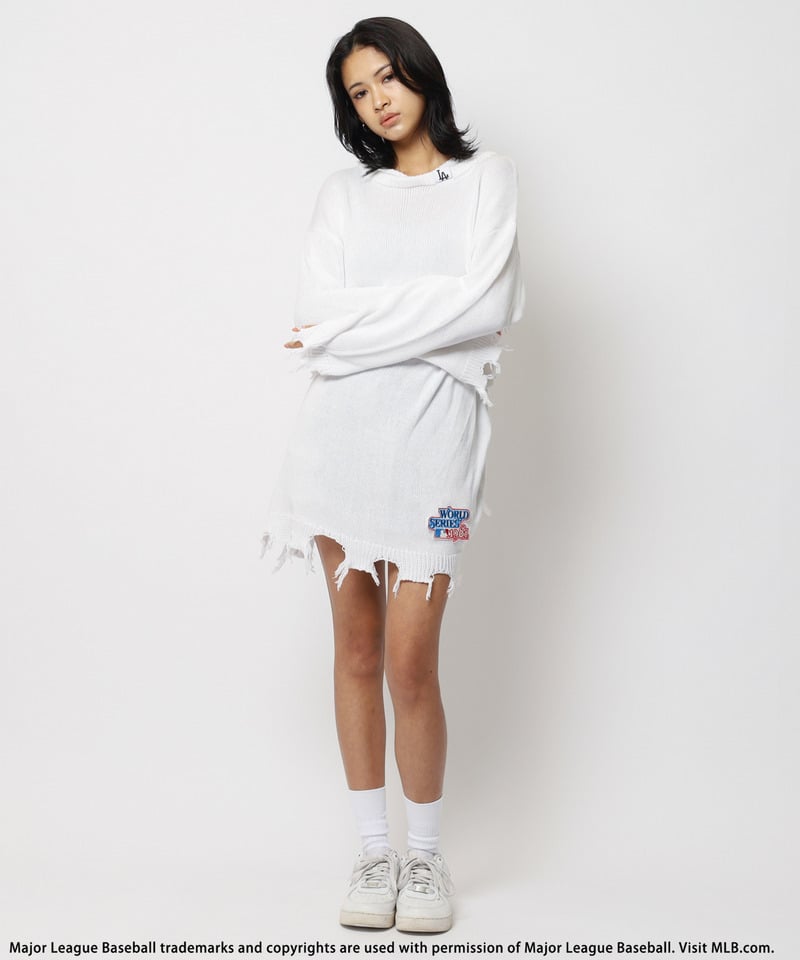 【MLB】クラッシュニットワンピース ホワイト F