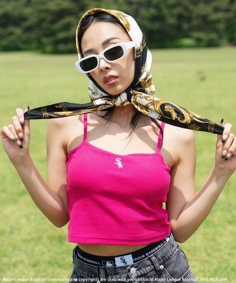 【MLB】カップ付きワンポイントロゴサーマルキャミソール ピンク F