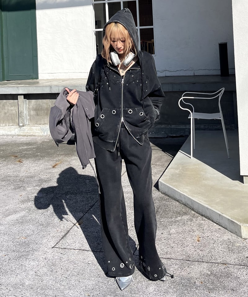 アイレットスウェットパンツ ブラック F