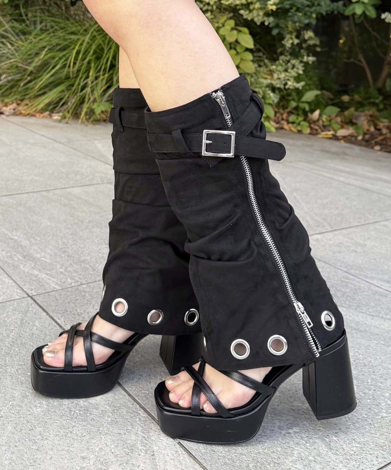 2WAY厚底サンダルカバーブーツ ブラック M