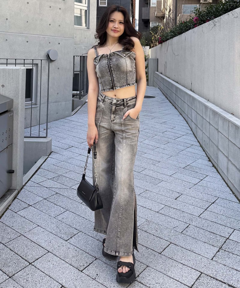 デニムビスチェセットアップ デニムブラック S