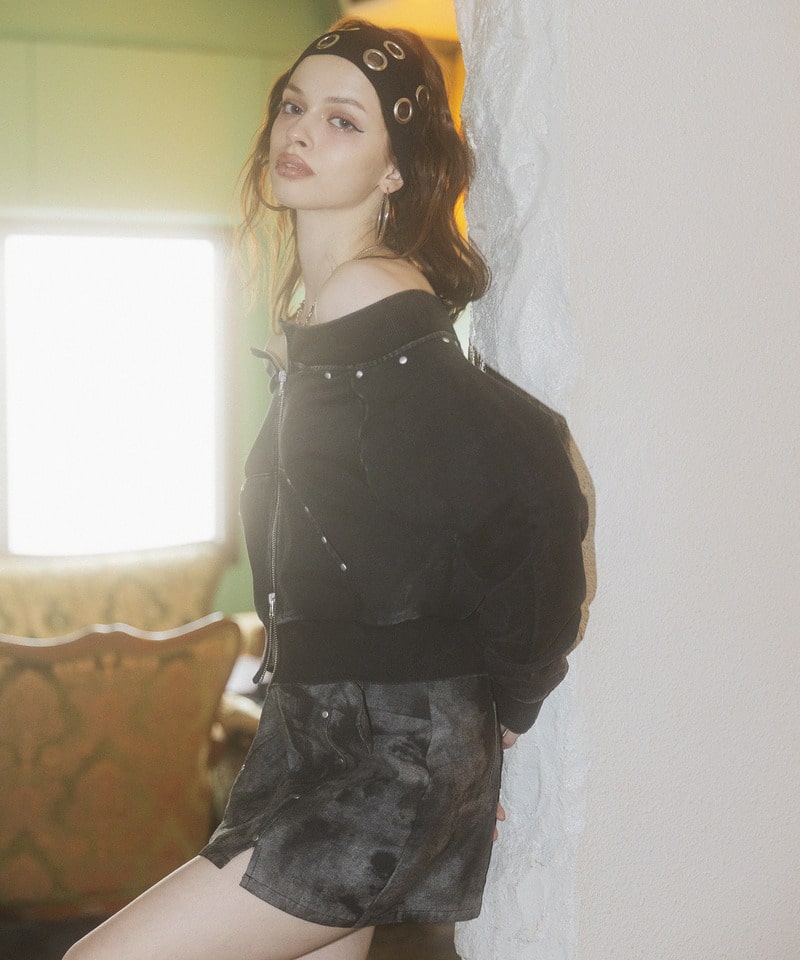 フロストオフショルトップス ブラック F