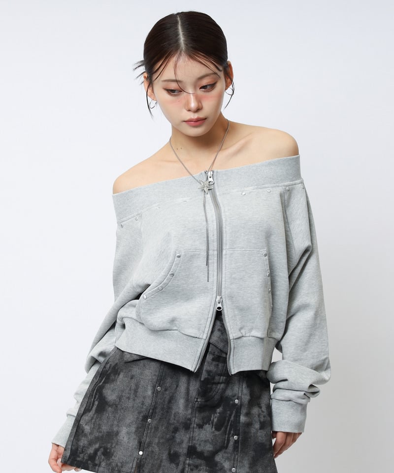 フロストオフショルトップス グレー F