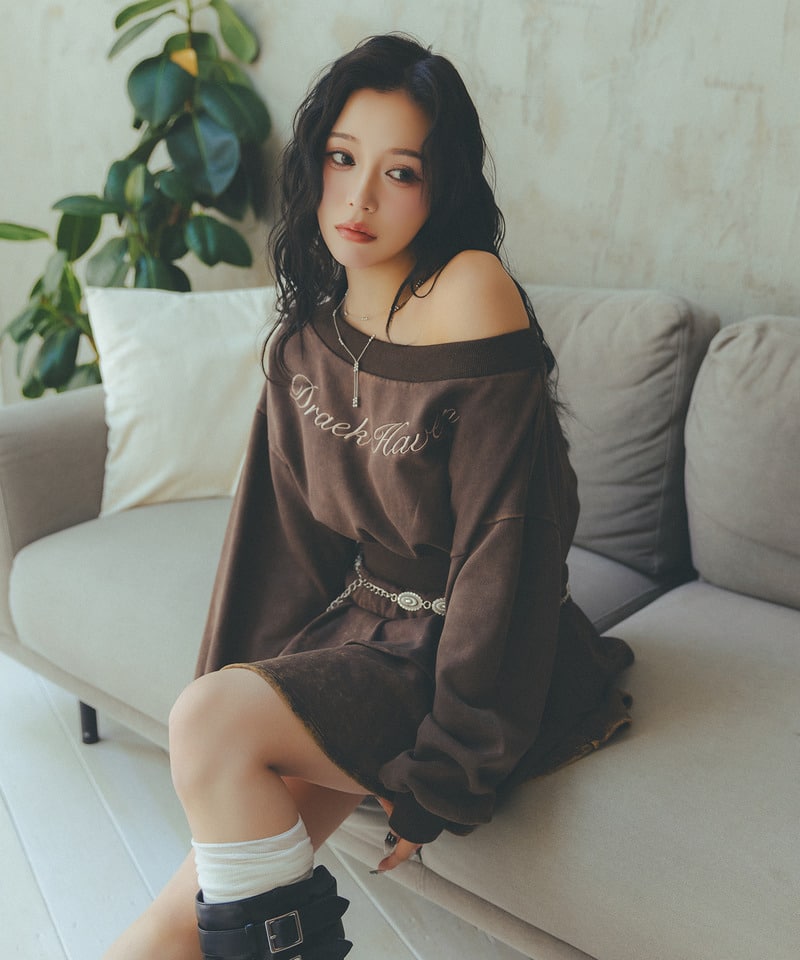 【SET UP対応】ロゴ刺しゅうワンショルダートップス ブラウン F