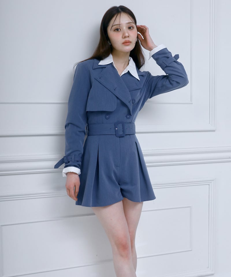 トレンチコンビネゾン ブルー F