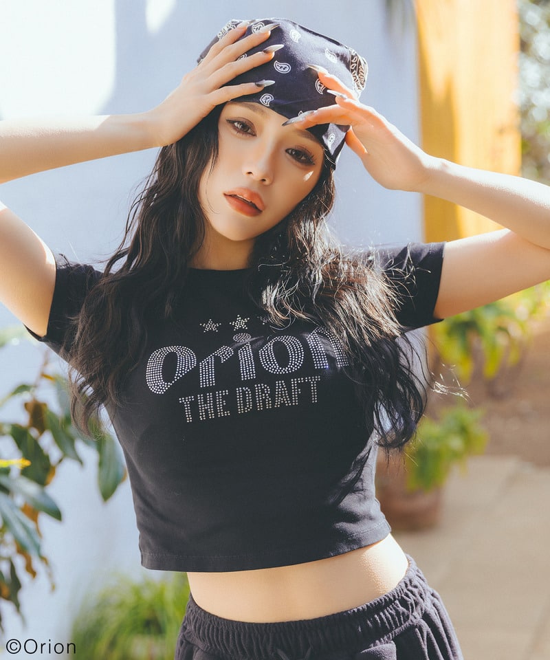 【Orion/オリオン】ラインストーンちびTシャツ ブラック F