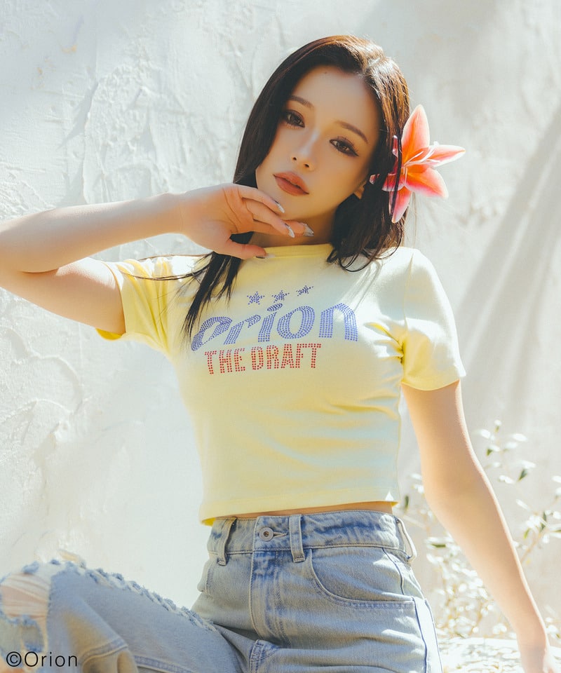 【Orion/オリオン】ラインストーンちびTシャツ イエロー F
