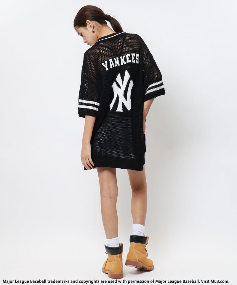 【MLB】バックロゴメッシュポロジャガードニット ブラック F