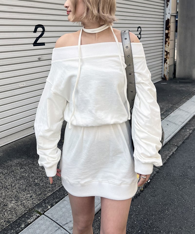 ピグメントオフショルワンピース ホワイト F