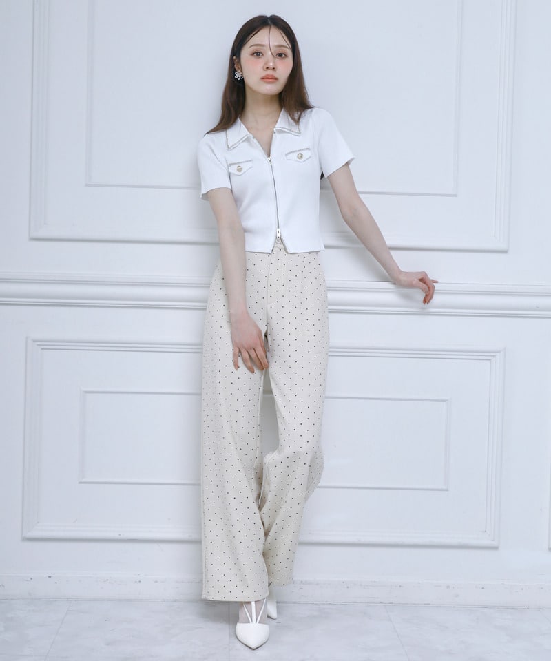 ドットワイドパンツ ベージュ F