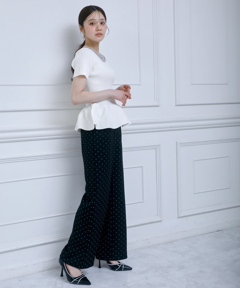 ドットワイドパンツ ブラック F