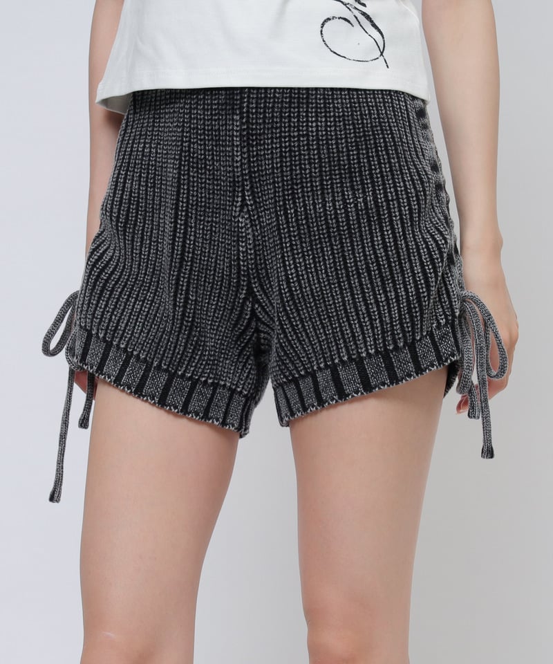 ブリーチニットショートパンツ ブラック F