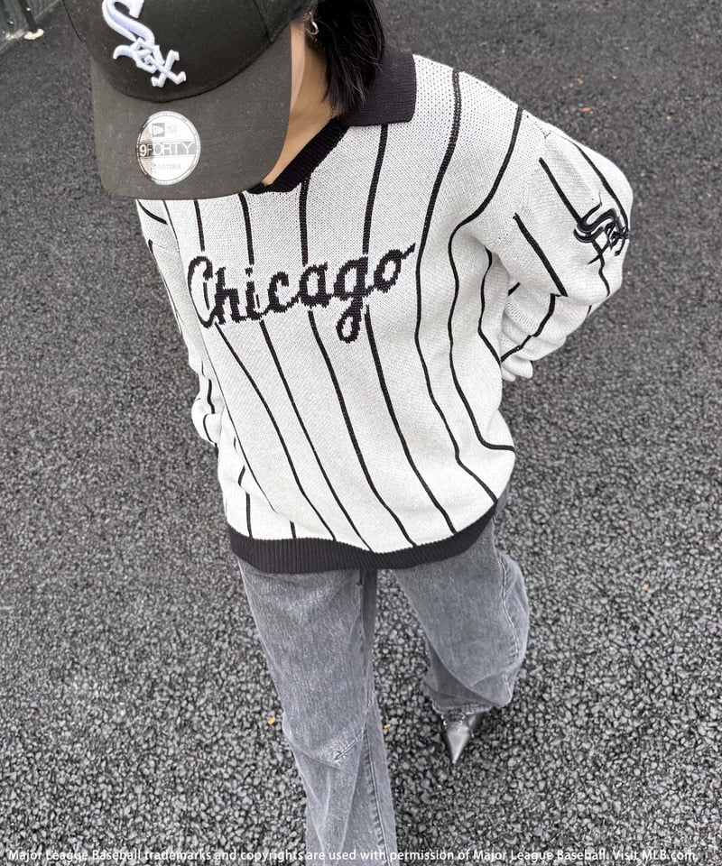 【MLB】ユニフォーム風オーバーニット レッド系 F