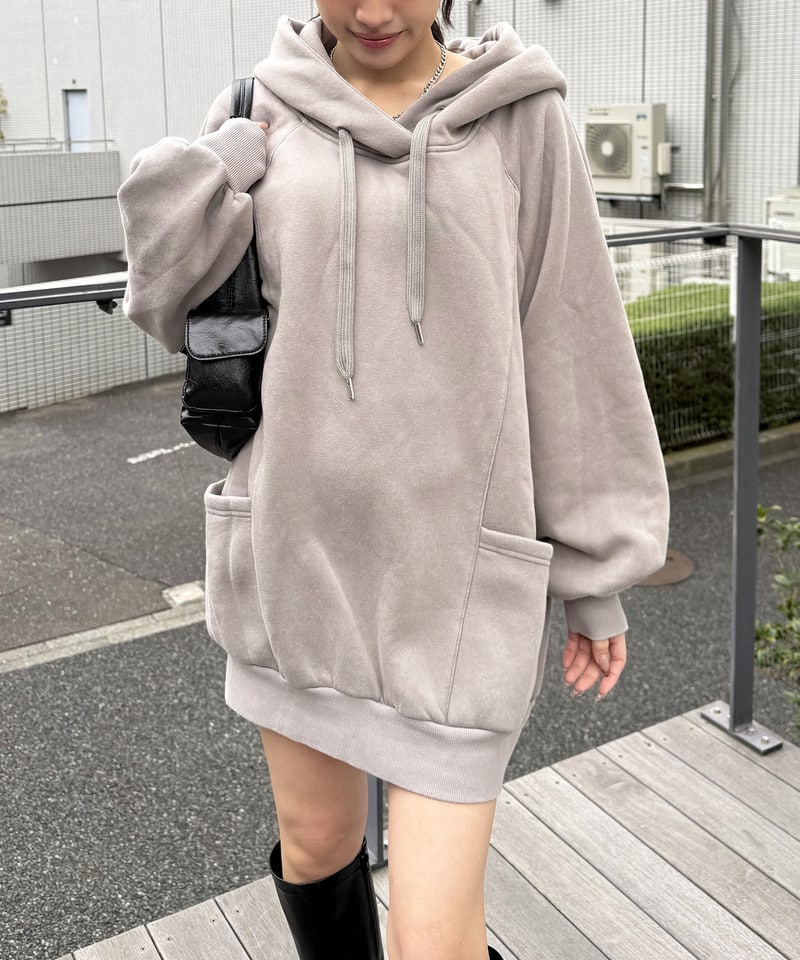 ピグメントドルマンパーカーワンピース ブルー F