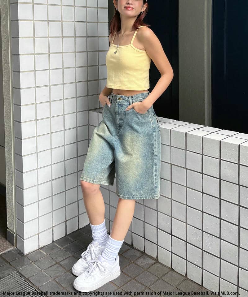 【MLB】カップ付きワンポイントロゴサーマルキャミソール ピンク F